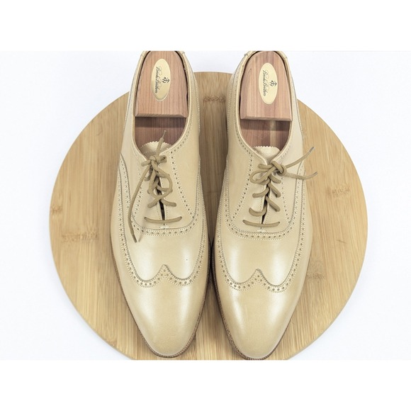 Peal Co Dress Shoes Mens 10 D Brooks Brothers Oxford Beige Wingtip Classic - Picture 9 of 15